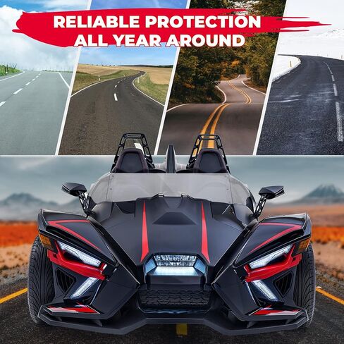KEMIMOTO Windshield Wind Deflector Compatible with Polaris Slingshot Ripper Series 2015-2023 S SL SLR GT LE 2882154 - Scratch Resistant Hard-coated Polycarbonate Tall Clear Windshield Accessories in Saudi Arabia
