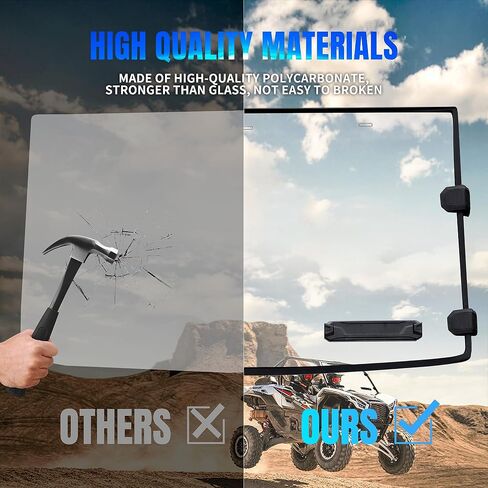 Vented Front Full Windshield for Teryx KRX 1000 20-24, Heavy-Duty Scratch Resistant Hard Coated Poly Front Full Windshield Windscreen for Kawasaki Teryx KRX 1000 2020-2024 Accessories in Saudi Arabia