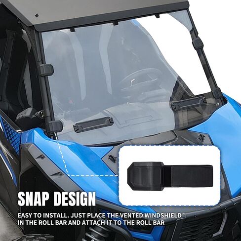 Vented Front Full Windshield for Teryx KRX 1000 20-24, Heavy-Duty Scratch Resistant Hard Coated Poly Front Full Windshield Windscreen for Kawasaki Teryx KRX 1000 2020-2024 Accessories in Saudi Arabia