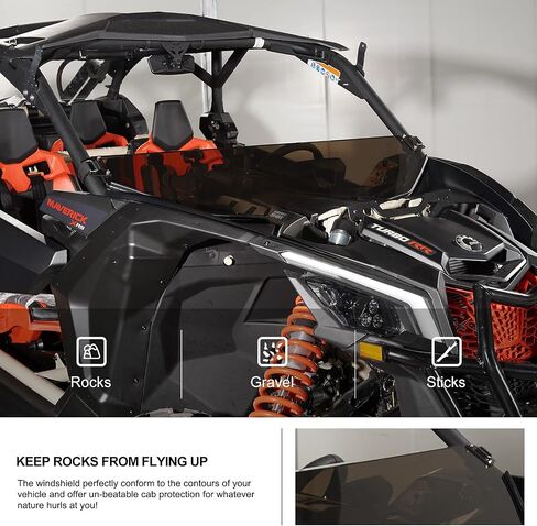 KIWI MASTER ملون شديد التحمل نصف زجاج أمامي متوافق مع 2017-2024 Can Am Maverick X3 ملحقات Turbo / X RS / X DS / MAX مقاومة للخدش in Kuwait