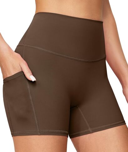 No Front Seam Biker Shorts Women, 4" High Waist Yoga Workout Running Gym Spandex Shorts Tummy Control with Pockets in Saudi Arabia