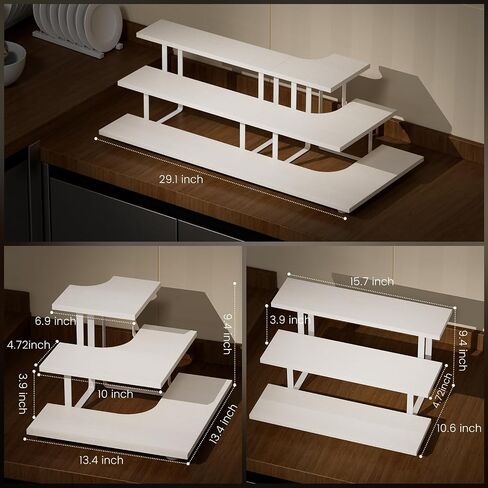 Display Stand,Wooden Display Stand,3 Tier Serving Tray Display Stand,Sustainable Splicing Tiered Shelf Organizer,Retro Ironwood Tiered Display Stand, Display Stand White（Corner Type） in Saudi Arabia