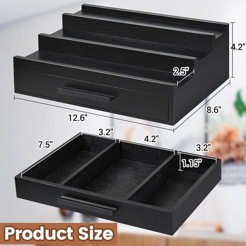 3-Tier Cologne Organizer for Men, Wood Perfume Organizer with Drawer, Cologne Stand Organizer for Organizing and Storage, Perfume Holder for Mens Room Decor, Perfume Display Shelf, Gift for Men Women in Saudi Arabia