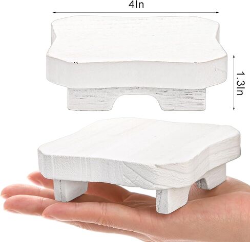 WUWEOT 4 Pack Mini Wooden Plant Stand, 4" x 4" White Wood Candy Risers Small Plant Stool, Decoration Cupcakes Tray Display Holder for Home Kitchen in Saudi Arabia
