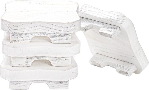 WUWEOT 4 Pack Mini Wooden Plant Stand, 4" x 4" White Wood Candy Risers Small Plant Stool, Decoration Cupcakes Tray Display Holder for Home Kitchen in Saudi Arabia