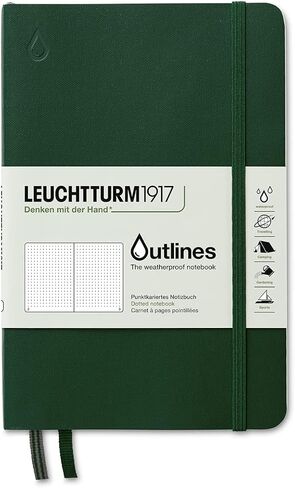 LEUCHTTURM1917 - دفتر ملاحظات ذو غلاف ورقي مقاوم للطقس (B6+) - 89 صفحة، والدن جرين، منقط in Kuwait