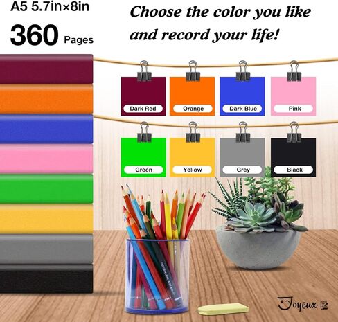 JOYEUX Lined Journal Notebook, 360 Pages Journals for Writing, A5 College Ruled Notebook, Thick Leather Hardcover Notebooks for Work Office Women Men, 5.7'' X 8'' (Black) in Kuwait