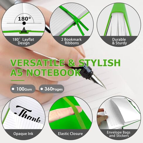 JOYEUX Lined Journal Notebook, 360 Pages Journals for Writing, A5 College Ruled Notebook, Thick Leather Hardcover Notebooks for Work Office Women Men, 5.7'' X 8'' (Black) in Kuwait