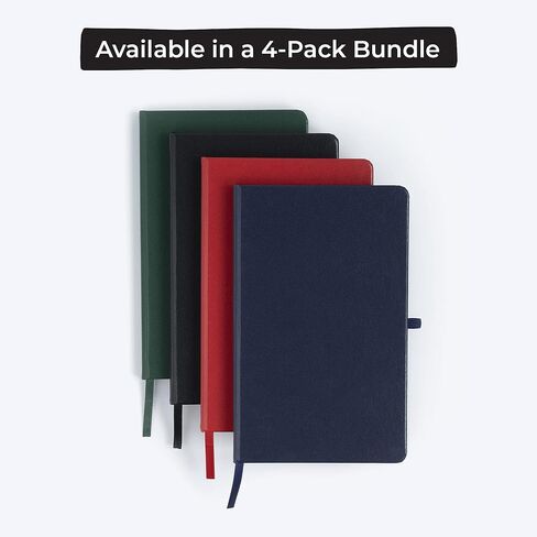 دفتر يوميات كلاسيكي مبطن من WallDeca | غلاف صلب، 240 صفحة، مسطر 8.25 × 5 بوصة، ورق عاجي 80 جرام في المتر المربع | المدرسة، والأعمال التجارية، والكلية، والملاحظات، واليوميات (4-حزمة) in Kuwait