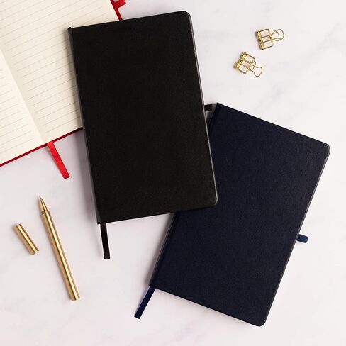 دفتر يوميات كلاسيكي مبطن من WallDeca | غلاف صلب، 240 صفحة، مسطر 8.25 × 5 بوصة، ورق عاجي 80 جرام في المتر المربع | المدرسة، والأعمال التجارية، والكلية، والملاحظات، واليوميات (4-حزمة) in Kuwait