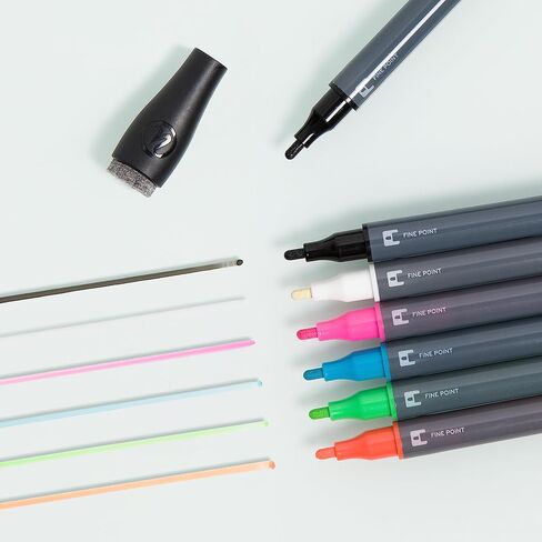 U Brands Liquid Glass Board Dry Erase Markers with Erasers, Set of 12, Assorted Colors, Low-Odor, Medium (2 mm) Point in Saudi Arabia