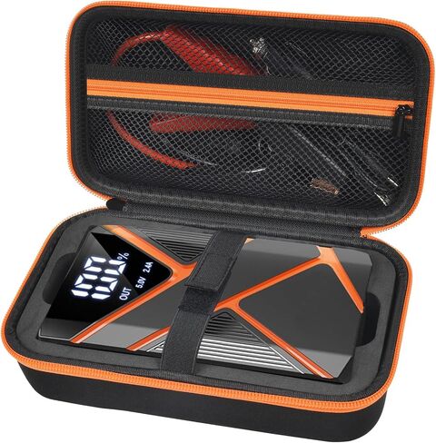 حافظة متوافقة مع حزمة بطارية BRORAK Car Jump Starter، حامل لشاحن صندوق القفز المحمول 1500A 12V مع كابلات التوصيل، وتخزين المشابك شديدة التحمل وكابل شحن USB من النوع C (الصندوق فقط) in Saudi Arabia