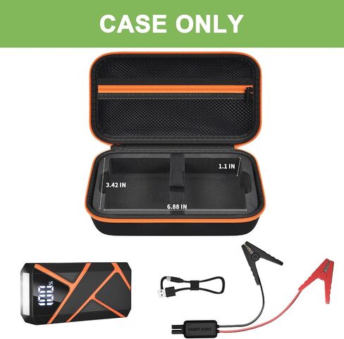 حافظة متوافقة مع حزمة بطارية BRORAK Car Jump Starter، حامل لشاحن صندوق القفز المحمول 1500A 12V مع كابلات التوصيل، وتخزين المشابك شديدة التحمل وكابل شحن USB من النوع C (الصندوق فقط) in Saudi Arabia