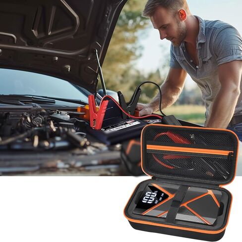 حافظة متوافقة مع حزمة بطارية BRORAK Car Jump Starter، حامل لشاحن صندوق القفز المحمول 1500A 12V مع كابلات التوصيل، وتخزين المشابك شديدة التحمل وكابل شحن USB من النوع C (الصندوق فقط) in Saudi Arabia
