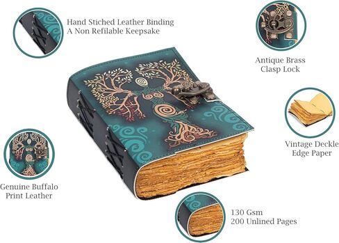 Blank Spell Book Of Shadows Journal With Lock Clasp Prop Vintage Handmade Leather Diary Embossed Prayer Pagan Antique Witchcraft Wiccan Notebook Daily (4x6) in Saudi Arabia