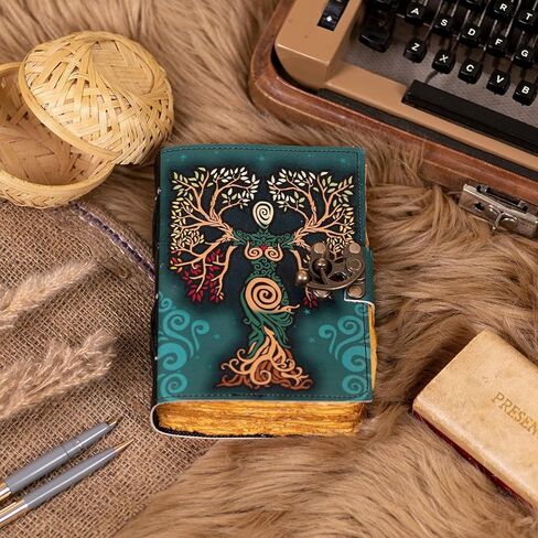 Blank Spell Book Of Shadows Journal With Lock Clasp Prop Vintage Handmade Leather Diary Embossed Prayer Pagan Antique Witchcraft Wiccan Notebook Daily (4x6) in Saudi Arabia