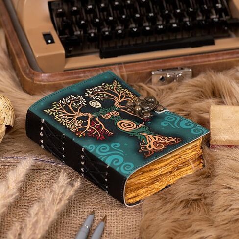 Blank Spell Book Of Shadows Journal With Lock Clasp Prop Vintage Handmade Leather Diary Embossed Prayer Pagan Antique Witchcraft Wiccan Notebook Daily (4x6) in Saudi Arabia