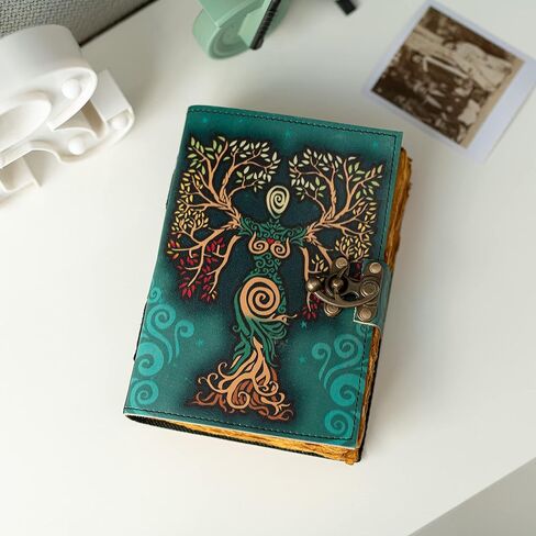 Blank Spell Book Of Shadows Journal With Lock Clasp Prop Vintage Handmade Leather Diary Embossed Prayer Pagan Antique Witchcraft Wiccan Notebook Daily (4x6) in Saudi Arabia