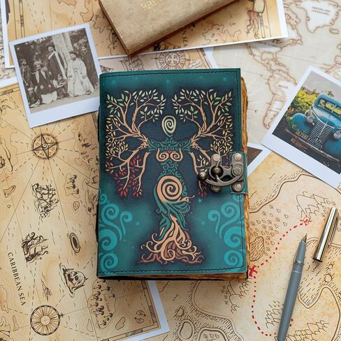 Blank Spell Book Of Shadows Journal With Lock Clasp Prop Vintage Handmade Leather Diary Embossed Prayer Pagan Antique Witchcraft Wiccan Notebook Daily (4x6) in Saudi Arabia