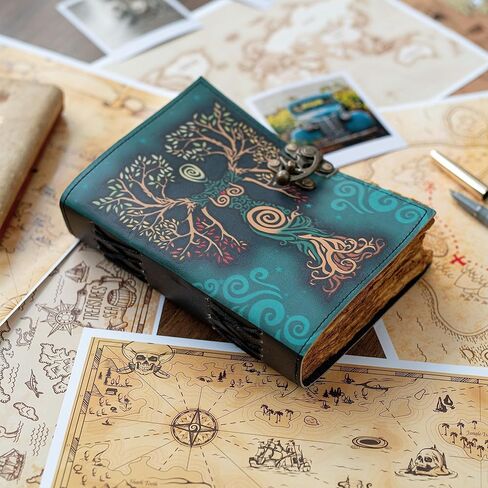 Blank Spell Book Of Shadows Journal With Lock Clasp Prop Vintage Handmade Leather Diary Embossed Prayer Pagan Antique Witchcraft Wiccan Notebook Daily (4x6) in Saudi Arabia