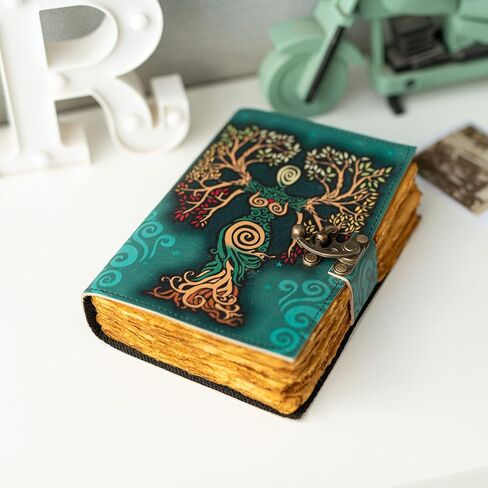 Blank Spell Book Of Shadows Journal With Lock Clasp Prop Vintage Handmade Leather Diary Embossed Prayer Pagan Antique Witchcraft Wiccan Notebook Daily (4x6) in Saudi Arabia