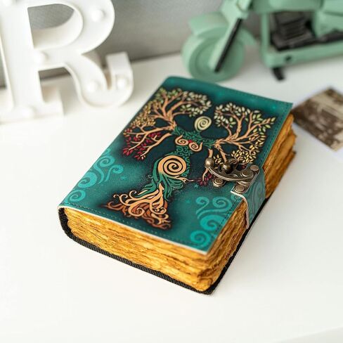 Blank Spell Book Of Shadows Journal With Lock Clasp Prop Vintage Handmade Leather Diary Embossed Prayer Pagan Antique Witchcraft Wiccan Notebook Daily (4x6) in Saudi Arabia