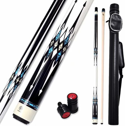 Collapsar CXL Pool Cue مع حافظة صلبة 1X1، عمود انحراف منخفض 13 مم طرف أسود عصا البلياردو، 58 بوصة قطعتان 19-21 أونصة مجموعة عصا حمام السباحة الاحترافية in Saudi Arabia