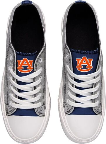 FOCO Auburn Tigers NCAA Womens Glitter Low Top Canvas Shoes - 7 in Saudi Arabia