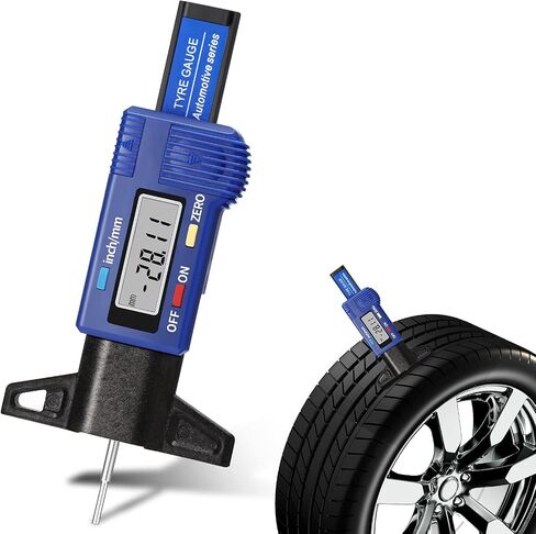 LCD Display Tire Thread Measuring Gauge Digital Tire Depth Gauge Tire Tread Depth Gauge Digital Tread Depth Gauge Blue Tire Wear Gauge Tread Checker with Inch MM Conversion for Motorcycle Car Truck in Saudi Arabia