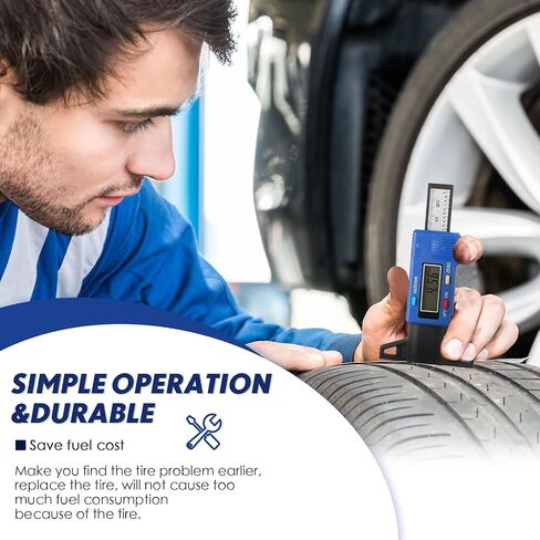 LCD Display Tire Thread Measuring Gauge Digital Tire Depth Gauge Tire Tread Depth Gauge Digital Tread Depth Gauge Blue Tire Wear Gauge Tread Checker with Inch MM Conversion for Motorcycle Car Truck in Saudi Arabia