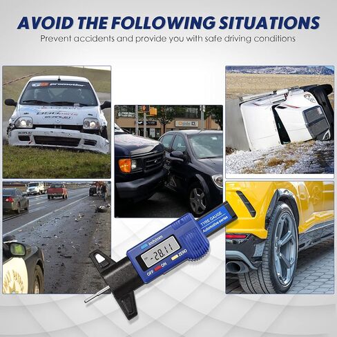 LCD Display Tire Thread Measuring Gauge Digital Tire Depth Gauge Tire Tread Depth Gauge Digital Tread Depth Gauge Blue Tire Wear Gauge Tread Checker with Inch MM Conversion for Motorcycle Car Truck in Saudi Arabia