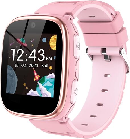 4G Kids Smart Watch Phone GPS, Smartwatch for Boys Girls Ages 4-12 Years with Video Call Chat Class Mode SOS Camera Alarm Games Parental App Touch Watch Gifts for Children (Includes SIM Card) Pink in Kuwait
