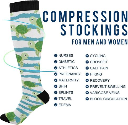 1 Pair Compression Socks 20-30mmHg Knee High Women Socks Tube Athletic Stockings for Medical Nurse Winter Travel in Saudi Arabia
