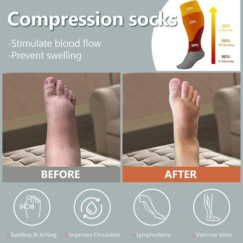 Abodhu Plus Size Compression Socks for Women& Men 15-25mmHg Wide Calf Knee High Socks in Kuwait