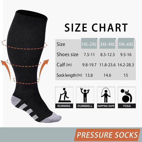 Abodhu Plus Size Compression Socks for Women& Men 15-25mmHg Wide Calf Knee High Socks in Kuwait