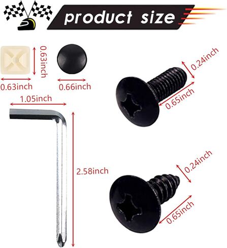 طقم براغي إطار لوحة ترخيص السيارة 8 قطع، M6 304 من الفولاذ المقاوم للصدأ الأمريكي ذو مسامير مسطحة/مدببة، ملحقات تثبيت من النايلون، مناسبة لمعظم الموديلات (أسود) in Kuwait