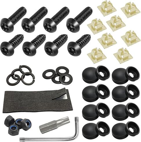 8 مجموعات من مسامير لوحة الترخيص الممتازة، مضادة للسرقة، مسامير لوحة ترخيص مضادة للخشخشة لتثبيت حامل إطار علامة السيارة، أسود in Kuwait