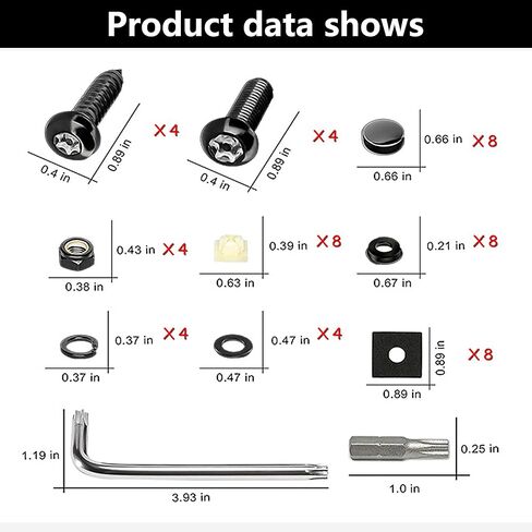 8 مجموعات من مسامير لوحة الترخيص الممتازة، مضادة للسرقة، مسامير لوحة ترخيص مضادة للخشخشة لتثبيت حامل إطار علامة السيارة، أسود in Kuwait