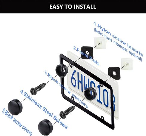 8 مجموعات من مسامير لوحة الترخيص الممتازة، مضادة للسرقة، مسامير لوحة ترخيص مضادة للخشخشة لتثبيت حامل إطار علامة السيارة، أسود in Kuwait