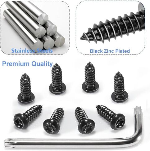 8 مجموعات من مسامير لوحة الترخيص الممتازة، مضادة للسرقة، مسامير لوحة ترخيص مضادة للخشخشة لتثبيت حامل إطار علامة السيارة، أسود in Kuwait