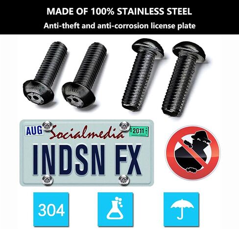 8 مجموعات من مسامير لوحة الترخيص الممتازة، مضادة للسرقة، مسامير لوحة ترخيص مضادة للخشخشة لتثبيت حامل إطار علامة السيارة، أسود in Kuwait