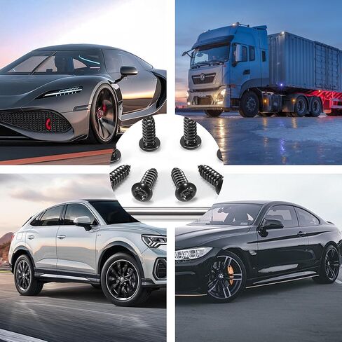 8 مجموعات من مسامير لوحة الترخيص الممتازة، مضادة للسرقة، مسامير لوحة ترخيص مضادة للخشخشة لتثبيت حامل إطار علامة السيارة، أسود in Kuwait