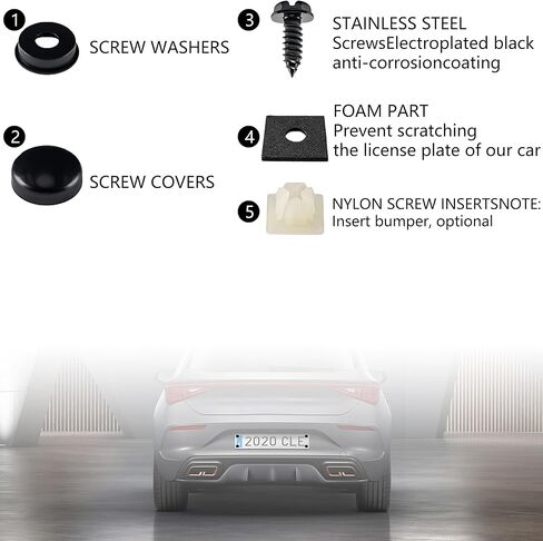 8 مجموعات من مسامير لوحة الترخيص الممتازة، مضادة للسرقة، مسامير لوحة ترخيص مضادة للخشخشة لتثبيت حامل إطار علامة السيارة، أسود in Kuwait