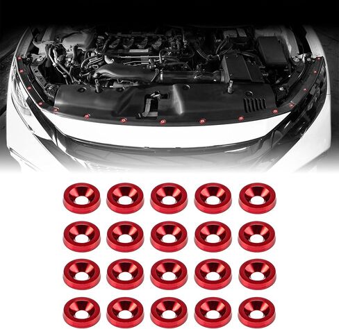 20 Pieces CNC Billet Aluminum Washer Kit for Bumper Fender Washer, Bumper Washer Bolt, License Plate, Engine Bay Dress Up (Red) in Saudi Arabia