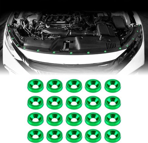 20 Pieces CNC Billet Aluminum Washer Kit for Bumper Fender Washer, Bumper Washer Bolt, License Plate, Engine Bay Dress Up (Red) in Saudi Arabia