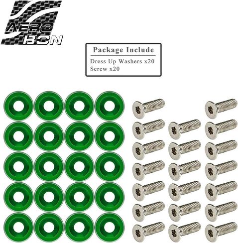 20 Pieces CNC Billet Aluminum Washer Kit for Bumper Fender Washer, Bumper Washer Bolt, License Plate, Engine Bay Dress Up (Red) in Saudi Arabia