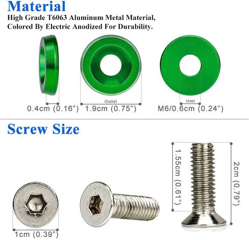 20 Pieces CNC Billet Aluminum Washer Kit for Bumper Fender Washer, Bumper Washer Bolt, License Plate, Engine Bay Dress Up (Red) in Saudi Arabia