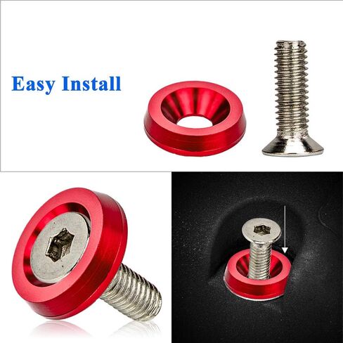 20 Pieces CNC Billet Aluminum Washer Kit for Bumper Fender Washer, Bumper Washer Bolt, License Plate, Engine Bay Dress Up (Red) in Saudi Arabia