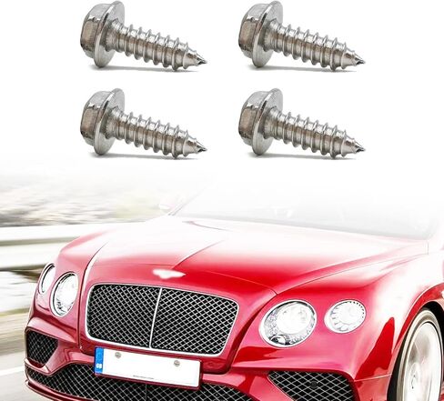 4pcs Black License Plate Screw Kit, Universal Stainless Steel Fasteners for License Plates, Frames, and Covers on Domestic Cars, Trucks, Vans, SUVs - Rustproof, Self Tapping Mounting Bolts (Black) in Saudi Arabia