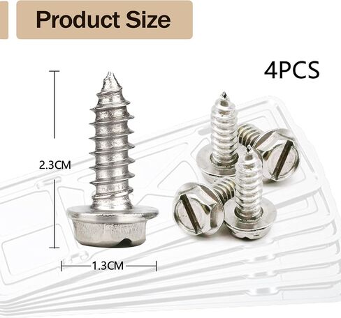 4pcs Black License Plate Screw Kit, Universal Stainless Steel Fasteners for License Plates, Frames, and Covers on Domestic Cars, Trucks, Vans, SUVs - Rustproof, Self Tapping Mounting Bolts (Black) in Saudi Arabia